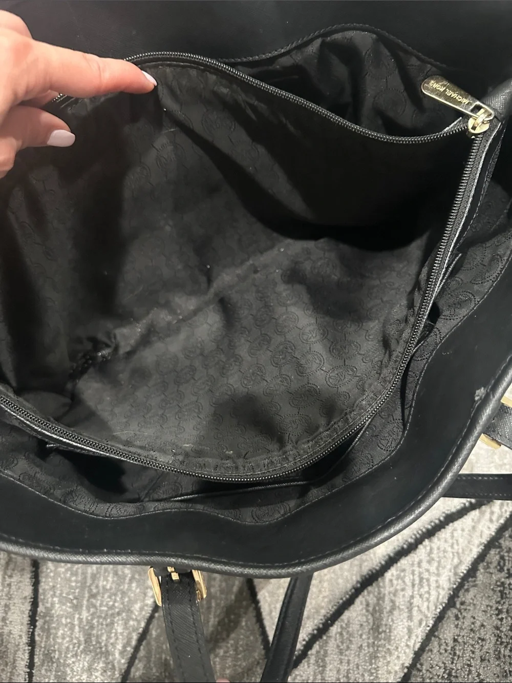 Michael Kors Black Saffiano Leather Tote with Gold Accent